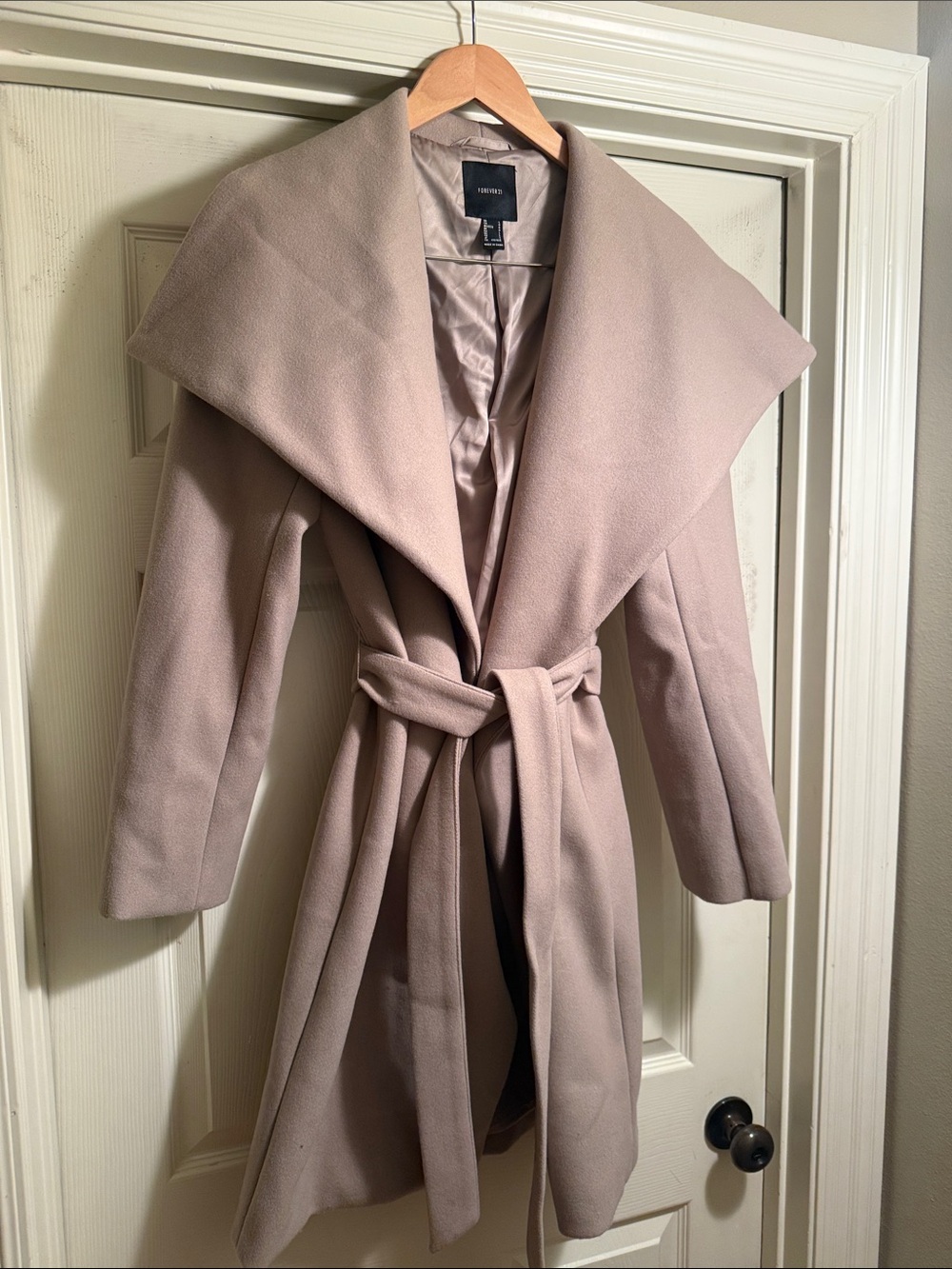 Forever 21 Dusty Taupe Wrap Trench Coat with Wide Collar